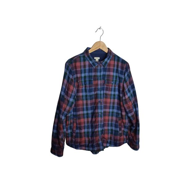 L.L. Bean Women's Snap Fleece Lined Flannel Shirt size M - Picture 1 of 8